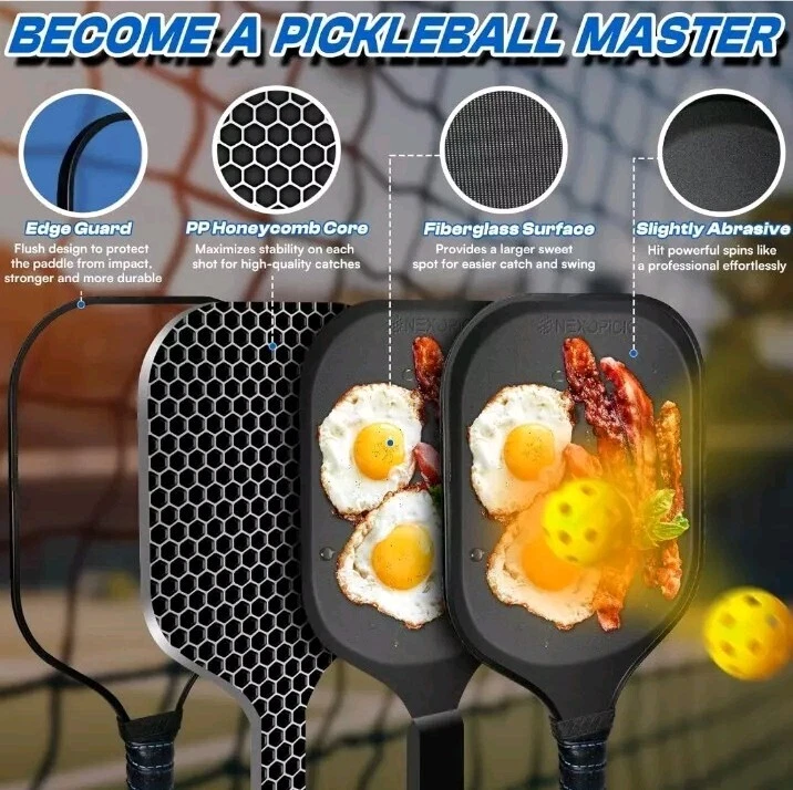 Pickleball SET OF 2 PADDLES + FREE Bag, Balls, Cooling Towels, Grip Tape USAP