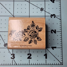 Stampin Up 1992 flower floral leaves wood mounted rubber stamp