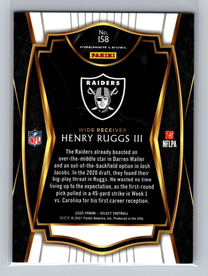 2020 Select Henry Ruggs III ROOKIE CARD 158 Las Vegas Raiders eBay