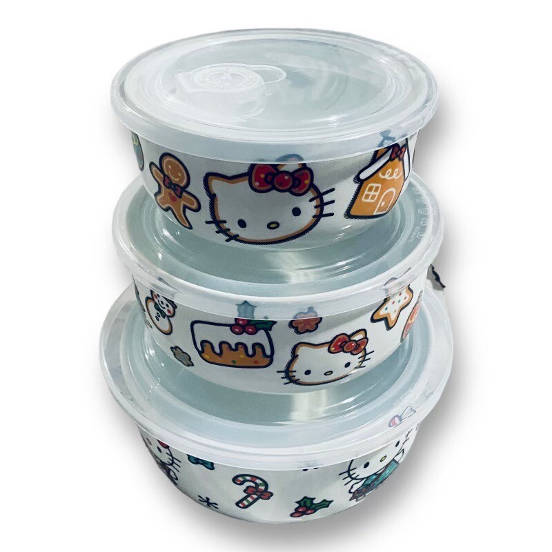 Sanrio Hello Kitty Christmas Holiday Ceramic Tupperware Set of 3