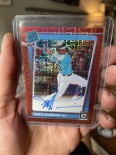 2021 Donruss Optic Rated Rookie Red Pandora Monte Harrison RC AUTO #/99 Marlins