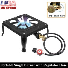 Camping Stove Burner Cast Iron Propane Gas LPG Stove BBQ Cooker + Regulator Hose