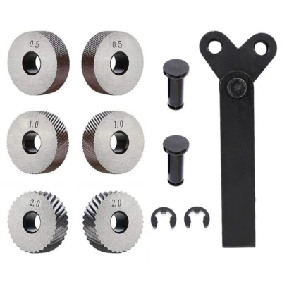 XCAN 7pcs Knurling Tool Diagonal Dual Linear Wheel 0.5/1/2mm Linear Knurl 20mm Lathe