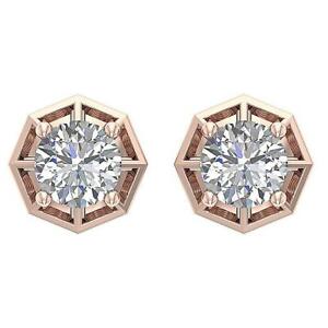 Solitaire Studs Earrings Round Diamond SI1 G 0.5 Ct 14K White Yellow Rose Gold