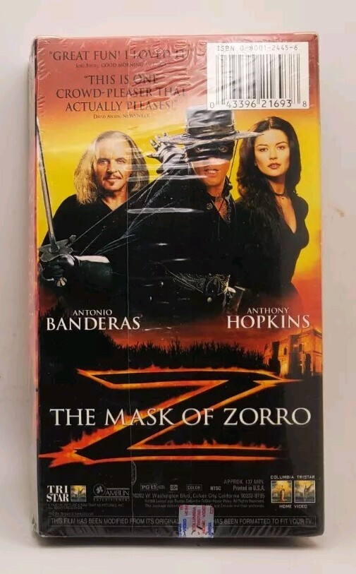 The Mask Of Zorro VHS, Sealed, 1998 Columbia Tristar Home Video | eBay
