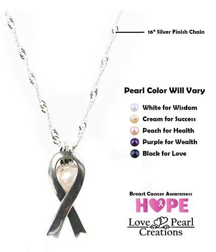 HOPE Breast Cancer Awareness Love Pearl Creation Necklace Kit with 16" Chain - Picture 3 of 5