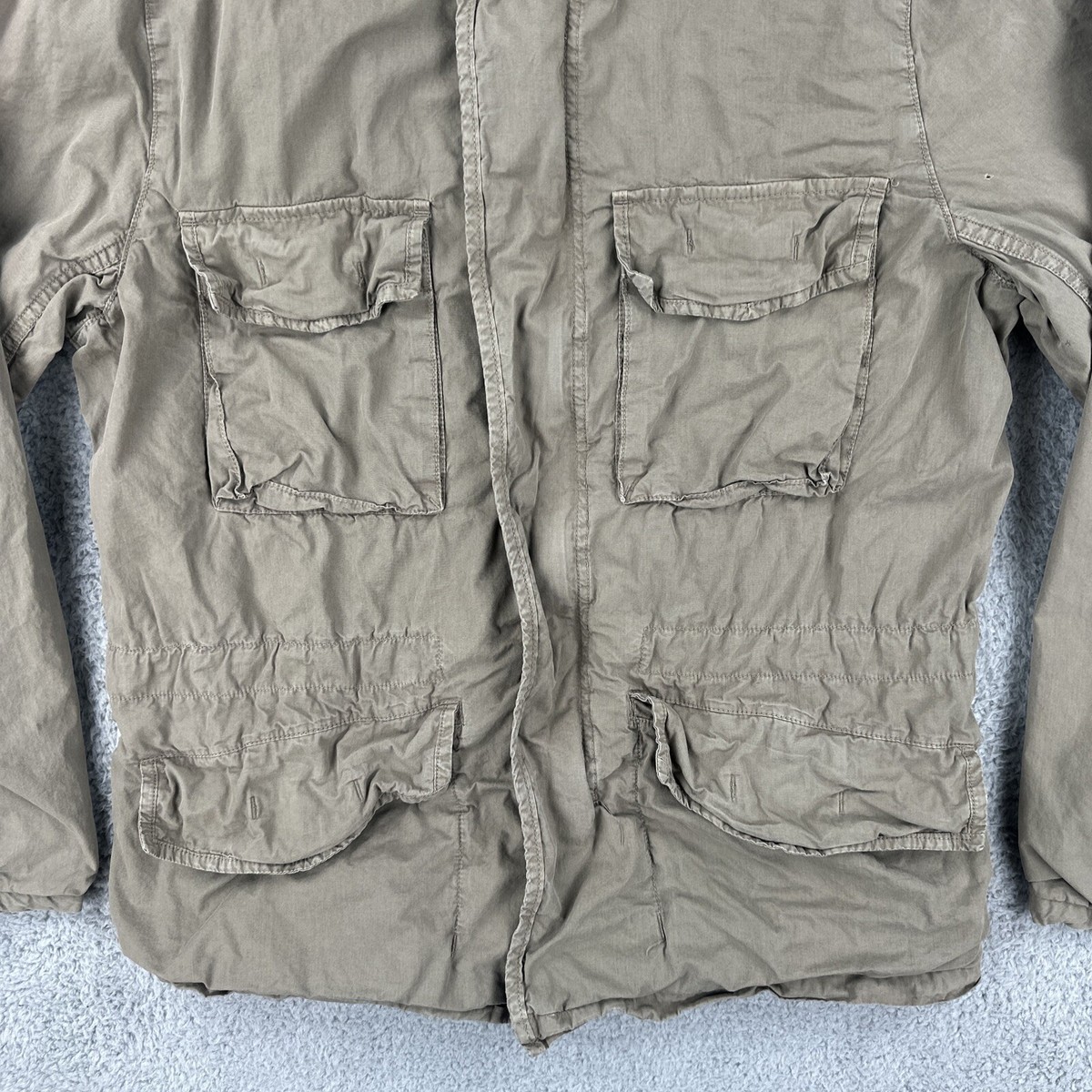 Vtg GAP Mens M Hood Y2K Green Military Style Field Jacket