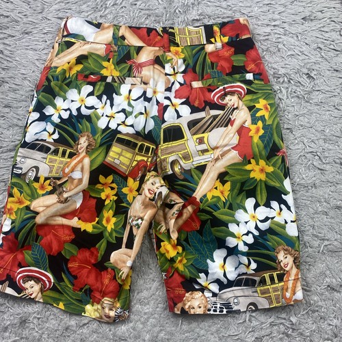 Loudmouth Golf Shorts 32 Aloha Girls Hawaiian Flat Front Cotton Lycra Act 31 - Picture 5 of 8