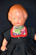 ANTIQUE 6.5" GERMAN CELLULOID DOLL. Doll EXCELL. Costume 1/2 orig. PRICE CUT