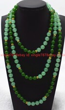 Natural 8mm Green Light Green Jade Round Gemstone Beads Necklace 36-100"