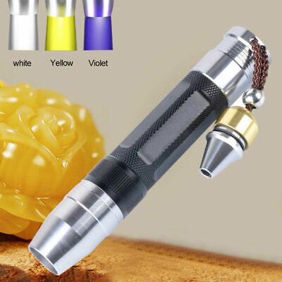 365nm//395nm White+Yellow UV Light LED Flashlight Gem Jewelry Amber Inspect Torch