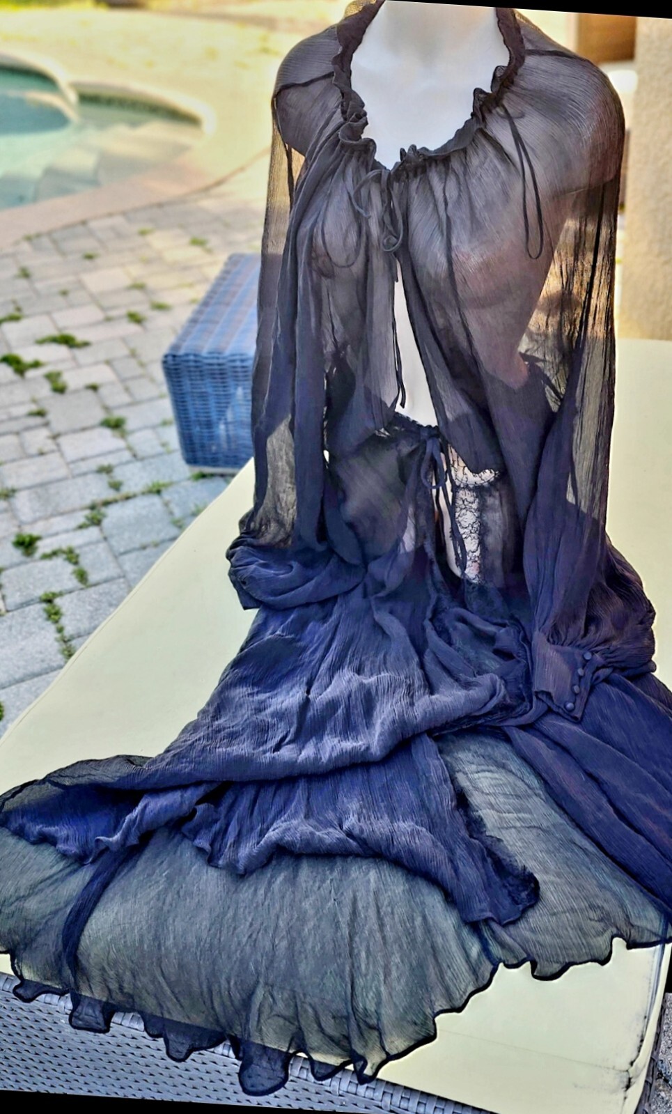 victorias secret silk designer sheer long dressing gown robe new vintage M rare eBay