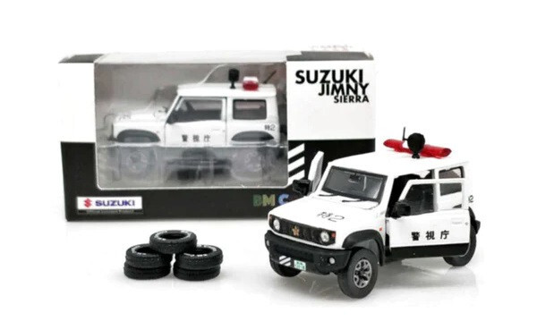 BM Creations 2019 Suzuki Jimny Japan Police JB74 White RHD 1:64 Scale 3 Inch Car
