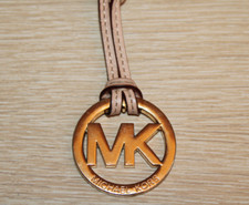 MICHAEL KORS Tan Leather Replacement Purse Fob Logo Gold Metal MK Charm