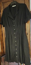 H Halston Women's Dress Linen Blend Black Size 10  Pockets  CUTE!!