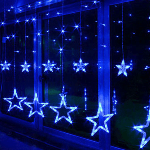 Christmas LED Curtain Star Lights Window String Fairy Waterproof Decor Xmas Gift - Picture 3 of 14