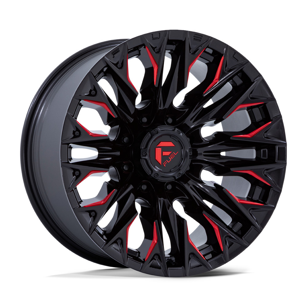 Image of 20 Inch Black Red Wheels Rims GMC Sierra 2500 3500 Truck 20x10 Fuel D823 Flame 8