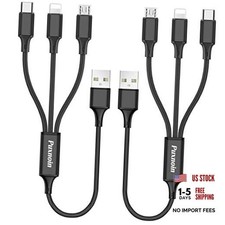 Multi Charging CablePack Multi Charger Cable Short 1FT Braided Universal 3 2