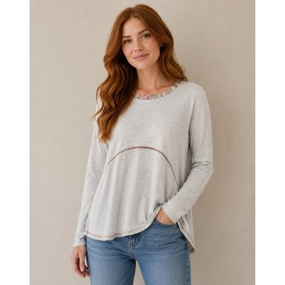 Womens Long Sleeve Flowy Tunic Relaxed Fit High Low Casual Boutique Top