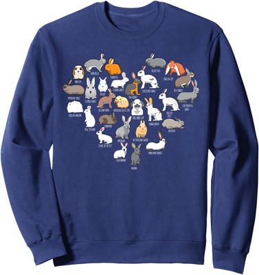 Love Bunnies Funny Rabbit Heart Cute Animals Present Unisex Crewneck Sweatshirt