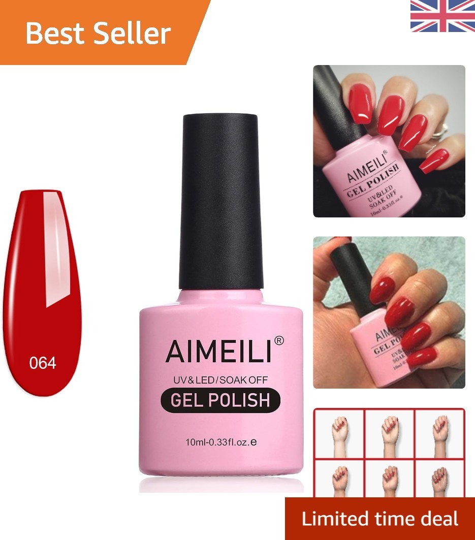 Cruelty-Free Red Gel Nail Polish 10ml - Quick-Dry for Effortless Home Artistry