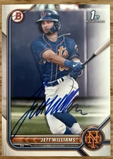 JETT WILLIAMS Auto Signed 2022 BOWMAN DRAFT #BD-190 In Person