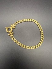 9 Ct Gold Curb Link Bracelet. Large Statement Clasp. Fully Hallmarked . 18.5cm