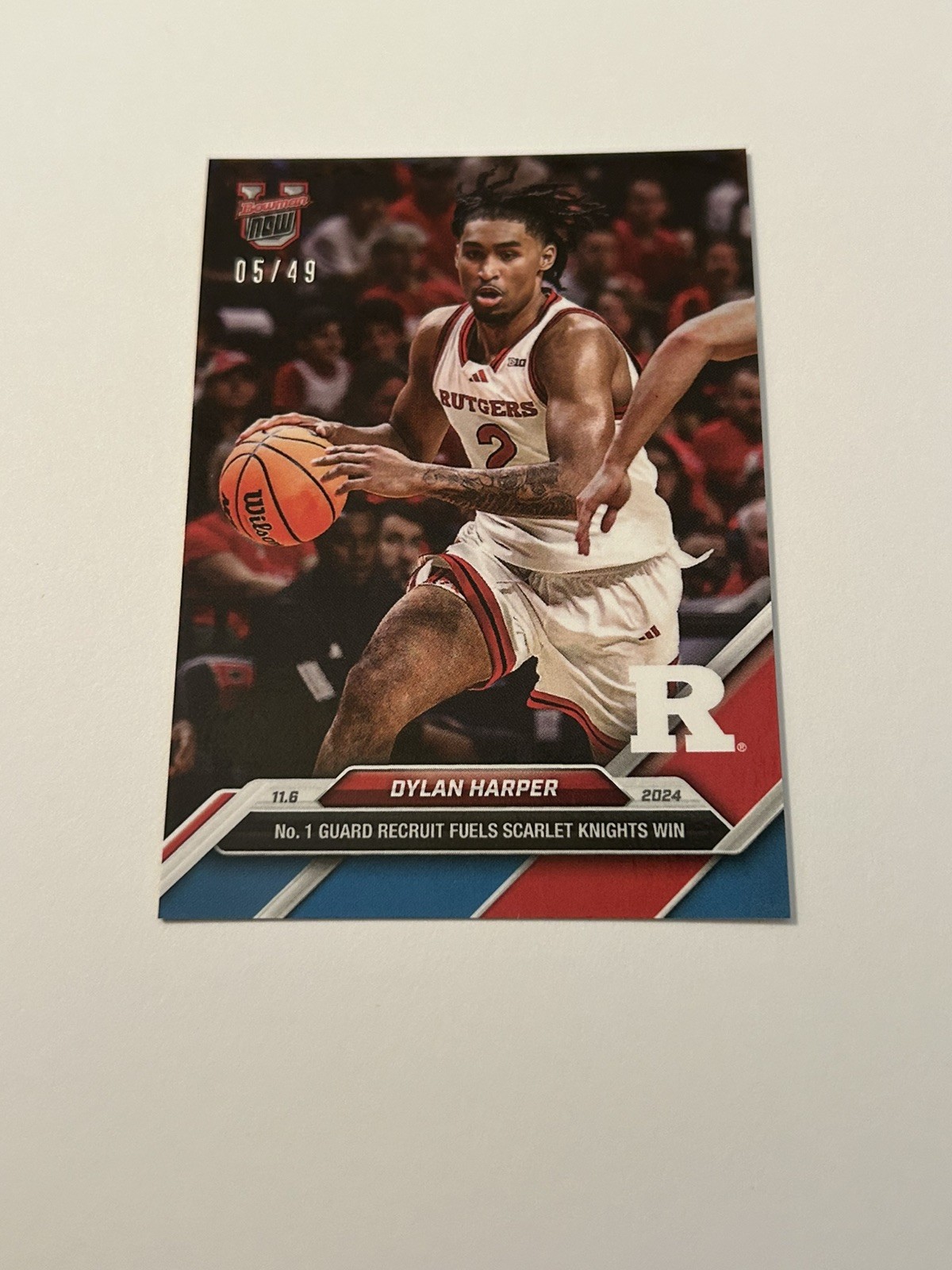 Dylan Harper 11/6/2024-25 Topps Bowman U Now #1 Guard Recruit #5 RUTGERS BLUE/49