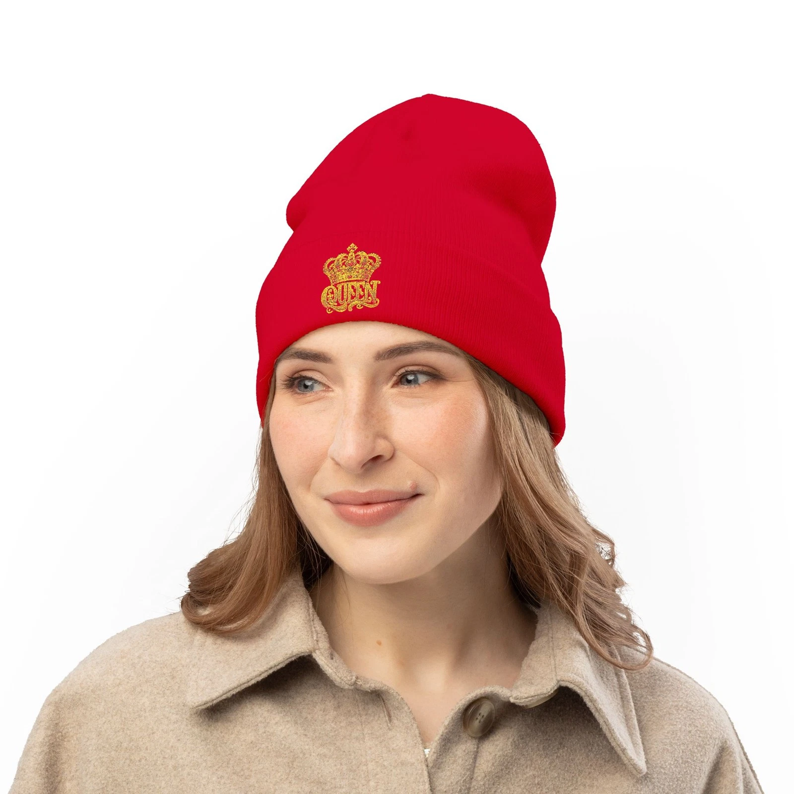 Limited Edition Gold Embroidered Crown knit beanie | Royal Crest beanie Cotton