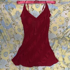 Vtg Victoria Secret 100 Silk Red Slip Medium