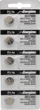 Energizer 357 / 303 Silver Oxide Multi-Drain Battery 1.55v: Card of 5
