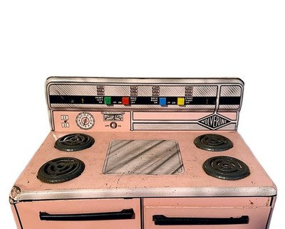 Vintage 1950s Wolverine Pink Tin Litho Toy Kitchen Stove/Oven