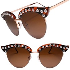 Exotic Vintage Retro Fashion Bling Womens Cat Eye Tortoise Sunglasses