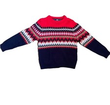 Vineyard Vines Boys Heritage Fair Isle Merino Wool Blend Sweater Red Blue Size 7