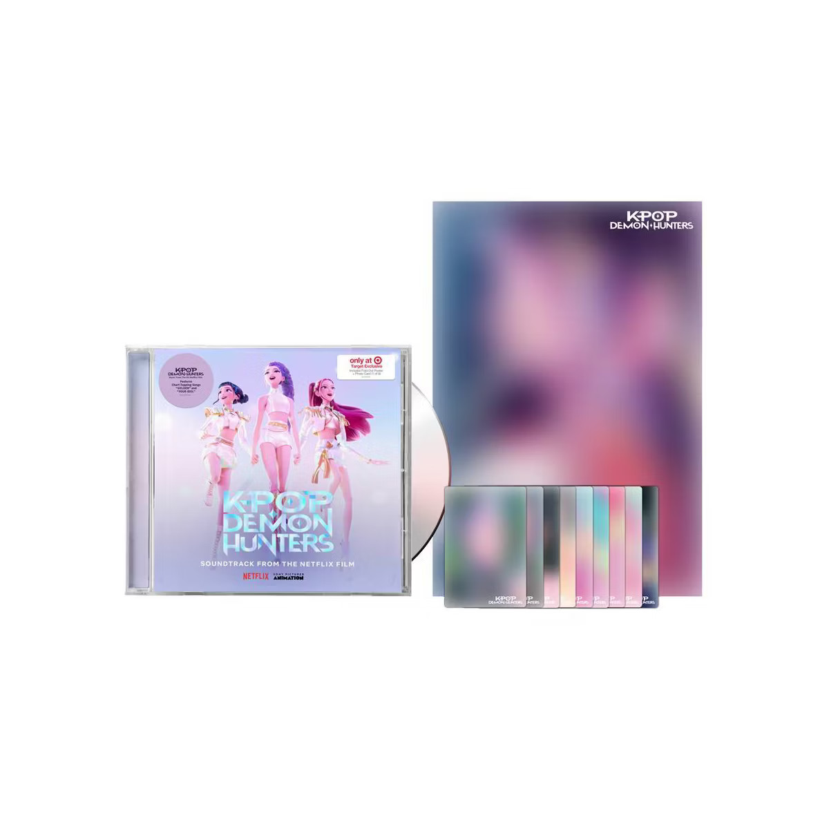 KPop Demon Hunters CD Sealed [TARGET EXCLUSIVE] - Poster & Photo Card CASE CRACK