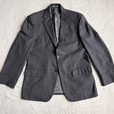 VTG Oscar De La Renta Wool Blazer Mens 42R Glen Plaid Suit Jacket Sport Coat