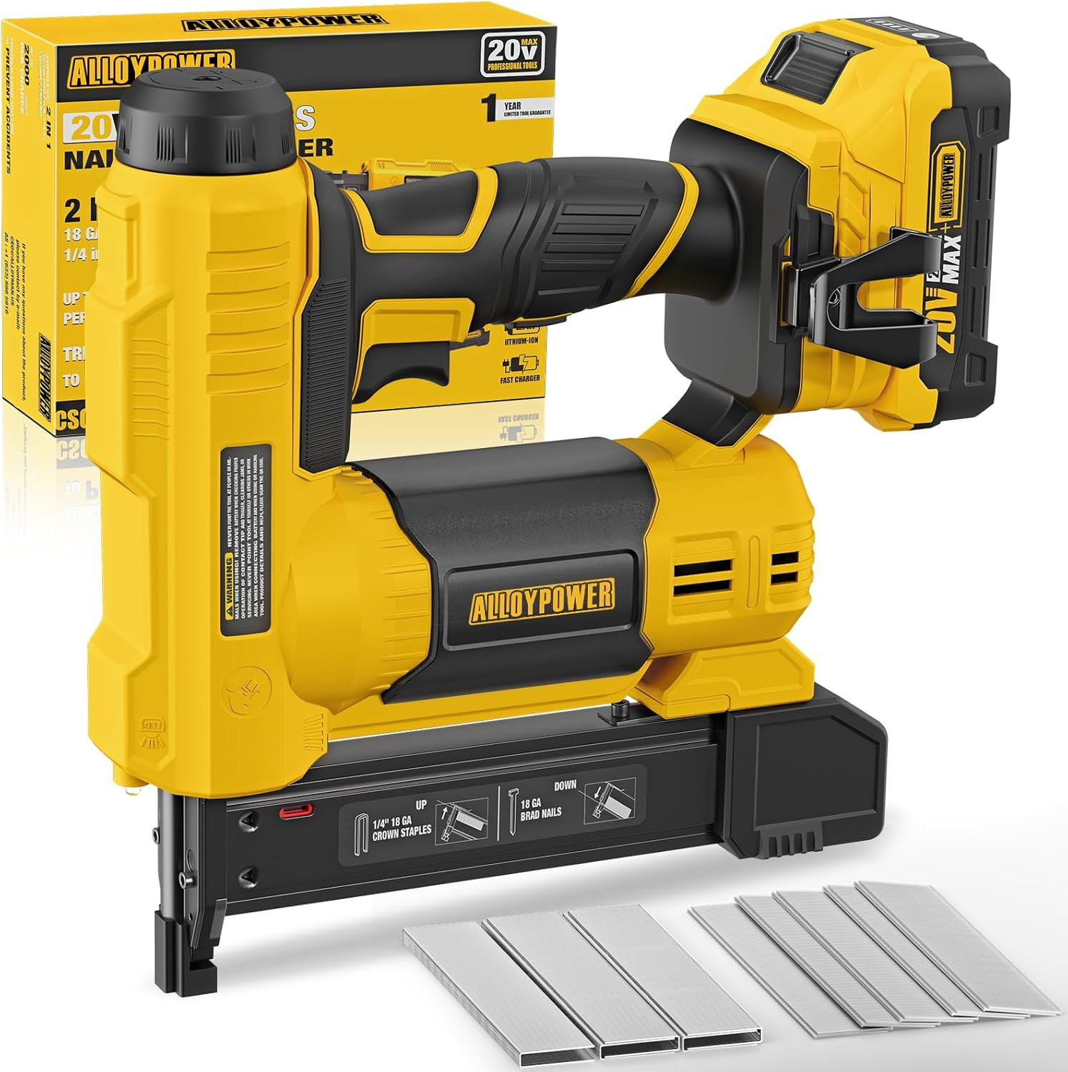 ALLOYPOWER 2 in 1 Cordless Brad Nailer/Electric Stapler with