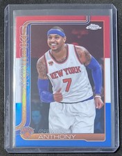 2025 Topps Chrome CARMELO ANTHONY RED WHITE BLUE REFRACTOR NEW YORK KNICKS 