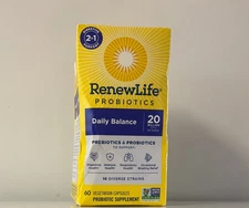 RenewLife Daily Balance Probiotics plus Prebiotics 20Bill. CFU 60 VegCaps  12/26