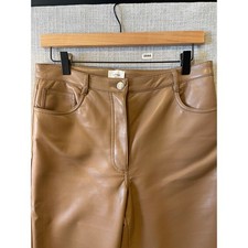Wilfred Aritzia Faux Leather Straight Leg Pants Womens Size 10 Brown