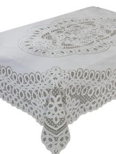 Elegant Vinyl Crochet Lace Tablecloth - Durable, 60" x 90" Rectangular White