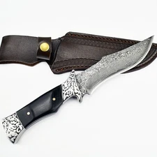 10"TACTICAL SURVIVAL Damascus Laser Pattern Steel Hunting Knife Camping