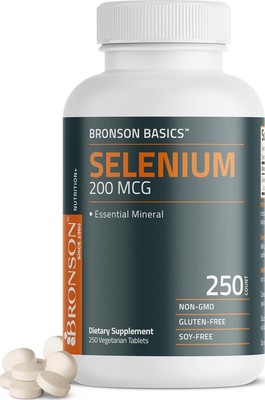 Bronson Selenium 200 mcg Immune and Antioxidant Support Essential Mineral, 250