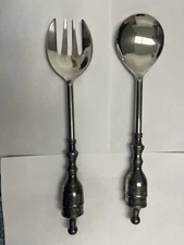Vintage Godinger or William Sonoma silver-plated Spoon and Fork Salad Server Set