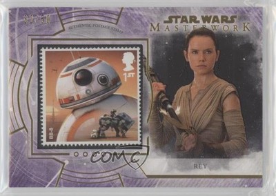 2018 Topps Star Wars Masterwork Stamp Cards Purple 32/50 BB-8 ! Rey #S-BR w3d
