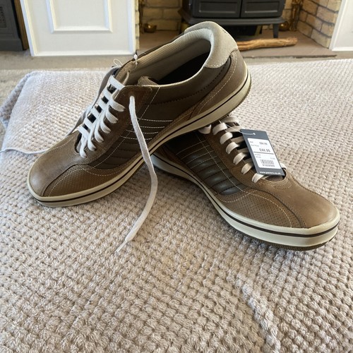 Mens Skechers Trade mark 92 Brown Leather Shoes Size 10 UK Brand New