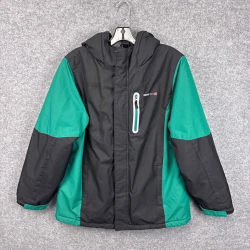 Swiss Tech Hooded Winter Jacket Size XXL 18 Black Green Fleece Lined Puffer Coat - product listing photo