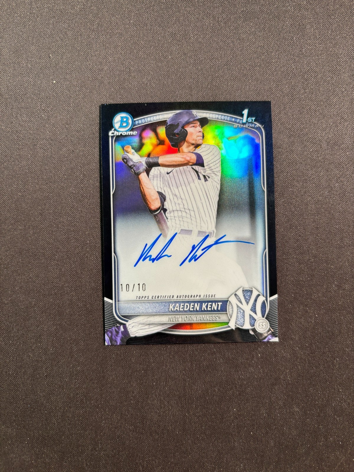 2025 Bowman Draft Kaeden Kent 1st Chrome True Black Refractor auto 10/10