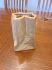 Vintage Haeger Pottery MCM Twisted Vase Speckled Paper Bag Style