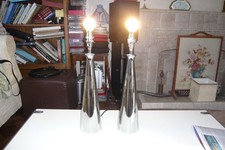 Two Matching Quality Chrome Table lamps, possible bedside